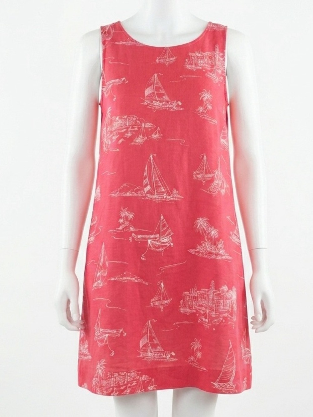 Cynthia Rowley Anthropologie | Coastal Toile Linen Shift Dress Pink Coral Size S